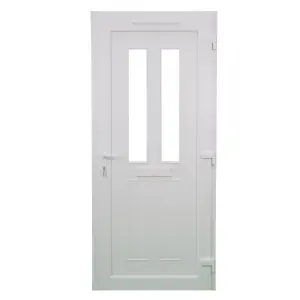 Fortia Chesil Frosted Glazed White LH External Front Door set, (H)2085mm (W)840mm