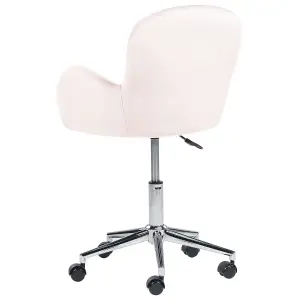 Beliani Scandinavian Desk Chair Velvet Pink PRIDDY