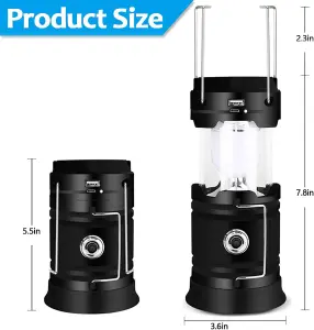 LED Camping Lantern 2 mode 5W 6500K IP44 Rechargeable, Phone Rechargeable, Black