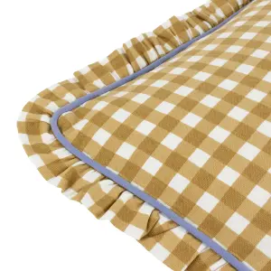 furn. Maude Gingham Reversible Piped Feather Filled Cushion