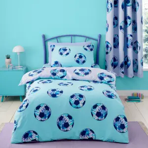 Catherine Lansfield Bedding Kids Tie Dye Football Reversible Duvet Cover Set Lilac