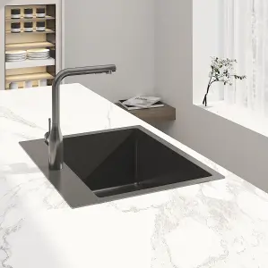 Stainless Steel Inset Single Bowl Kitchen Sink - Gun Metal - 55 x 45 x 21cm