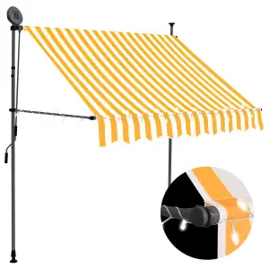 Berkfield Manual Retractable Awning with LED 200 cm White and Orange