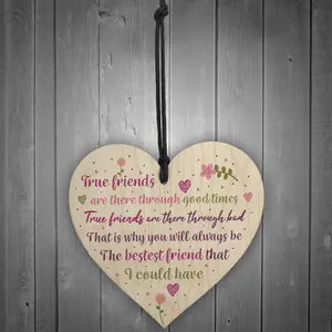 Red Ocean Best Friend Friendship Sign Handmade Wooden Heart Chic Plaque Birthday Thank You Gift Keepsake