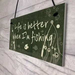 Red Ocean Funny Fishing Gift Fisherman Sign Garden Shed Man Cave Plaque Gift For Grandad Dad Son