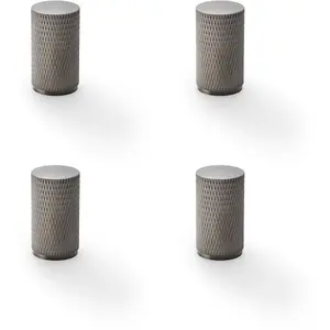 4 PACK - Knurled Cylinder Cupboard Door Knob - 20mm x 35mm - Dark Bronze Pull Handle