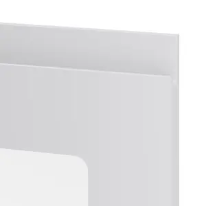 GoodHome Garcinia Integrated handle Gloss light grey Glazed Cabinet door (W)500mm (H)715mm (T)19mm