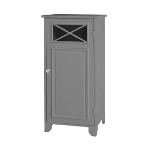 Teamson Home Free Standing Bathroom Cabinet with 1 Door and 2 Shelves, Bathroom Storage, Grey