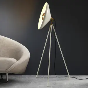 Luminosa Milan Complete Floor Lamp, Warm White, Brushed Brass Plate