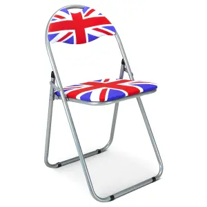 Folding Padded Office Dining Desk Chair - Union Jack