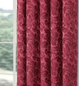 Home Curtains Buckingham Damask Fully Lined 90w x 84d" (229x213cm) Wine Pencil Pleat Curtains (PAIR)