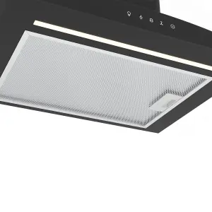 GoodHome LinkSense GHCG60LKBL Black steel & glass Curved Cooker hood (W)59.8cm - Matt black