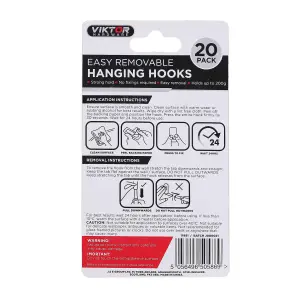 Viktor Hardware Easy Removable Hanging Wall Hook Pack of 20