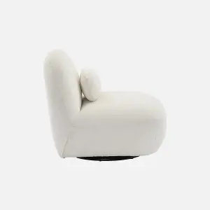 sweeek. Textured terry swivel armchair Spino Cream 85x85x75 cm