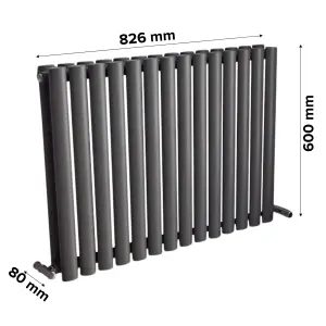 Ximax Fortuna Duplex FORD60826A Anthracite Horizontal Designer 3846BTU Radiator, (W)826mm x (H)600mm