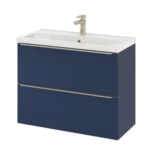 GoodHome Imandra Slimline Matt Blue Wall-mounted Bathroom Cabinet (H) 600mm (W) 800mm