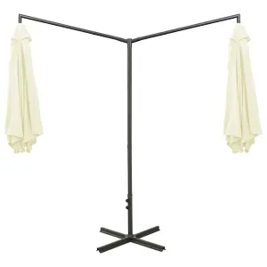 Berkfield Double Parasol with Steel Pole Sand 600 cm