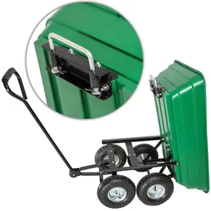 Garden Trolley - tip function, smooth steering axle, 300 kg load capacity - green