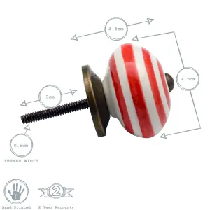 Nicola Spring - Round Ceramic Cabinet Knob - Stripe