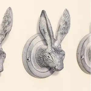 Melody Maison Set of 3 Grey Hare Head Coat Hooks