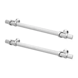 DecorAndDecor - SIENNA Polished Nickel Striped T-Bar Kitchen Cabinet Pull Handles - 160mm - Pair