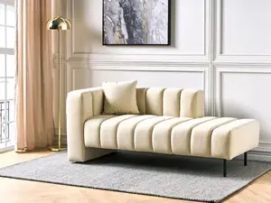 Left Hand Vegan Faux Leather Chaise Lounge Off-White LANNILS