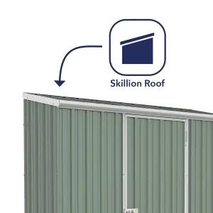 Absco 7.5ft x 3ft Metal Storage Shed Pent Roof Single Door Green Garden Building