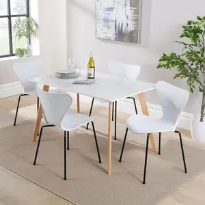 Home Source Fleur Table and 4 White Penny Chairs