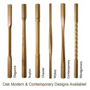 Oak Spindle Elegance 41mm x 41mm x 900mm - 24 Pack UK Manufactured Traditional Products Ltd