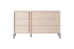 Dast Chest of Drawers - Spacious and Sleek Wooden Dresser with Push-To-Open System (W)1370mm (H)810mm (D)400mm - Beige