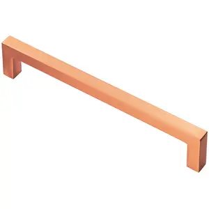 2x Square Block Pull Handle 170 x 10mm 160mm Fixing Centres Satin Copper