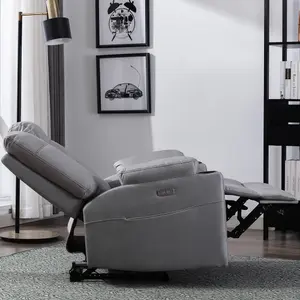 Afton Electric Fabric Auto Recliner Armchair Gaming USB Lounge Sofa Chair Grey