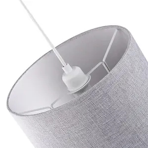 Modern and Sleek 12 Inch Light Grey Linen Fabric Drum Lamp Shade 60w Maximum