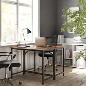 Jana Desk Rustic Brown/Black / 76cm H x 100cm W x 50cm D