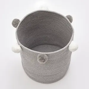 Grey Woven Laundry Basket Laundry Hamper Clothes Toy Storage Container Blanket Organizer