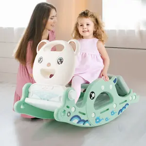 Costway 4-in-1 Kids Slide Rocking Toy Slide Rocking Horse w/ Basketball Hoop Ring