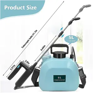 Battery Powered Sprayer 5L, Electric Sprayer with 3 Mist Nozzles, USB Rechargeable Handle and Retractable Wand, Garden Sprayer