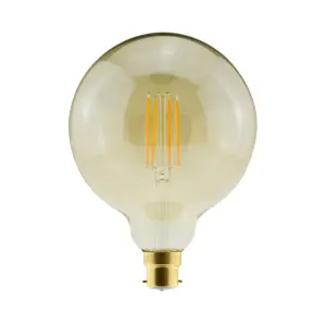 Diall G125 B22 5.5W 470lm 330° Amber Globe Warm white LED Filament Light bulb