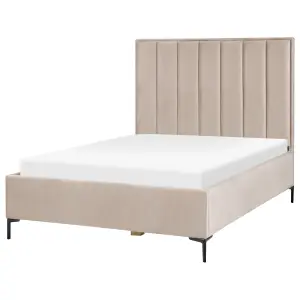 Velvet EU Double Size Ottoman Bed Taupe SEZANNE