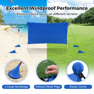 Costway 3 x 3 M Camping Beach Canopy Tent Large Outdoor Sunshade w/ 2 Poles