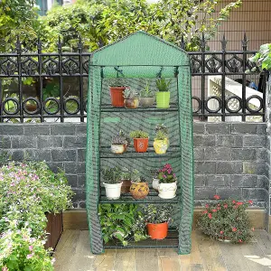 4 Tier Mini Greenhouse - Four Shelf Grow House - Durable Steel Tubing - Zipped Pe Cover - Unobtrusive