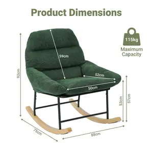 Rocking Chair Nursery,Chenille Fabric Removable Glider Rocker, Green