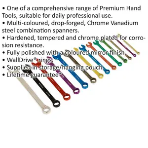 14-Piece Multi-Color Combination Spanner Set - Metric 12-Point Socket Wrench