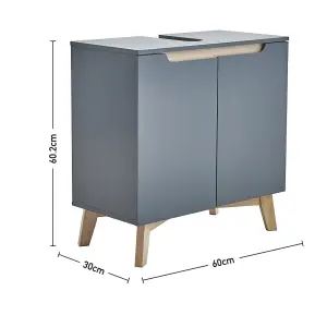 Modern Grey Freestanding Under Sink Storage Cabinet with Plumbing Slot 600x300x602mm