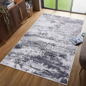 Onyx Modern Grunge Sprayed Abstract Area Rugs Silver 200x290 cm