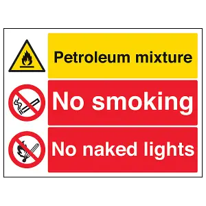 Petroleum Mix No Smoking/Naked Lights - Rigid Plastic - 400x300mm (x3)