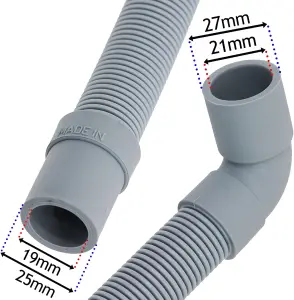 SPARES2GO Universal Washing Machine / Dishwasher Fill Hose + Drain Hose Extension Set (5 Metre)