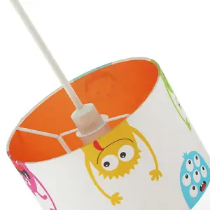 Funny Monsters Children's Lamp Shade with Orange Inner and Multi Colour Monsters