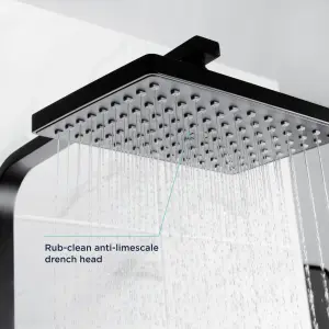 Bristan Noctis Matt Black Rear fed Thermostatic Mixer Multi head shower