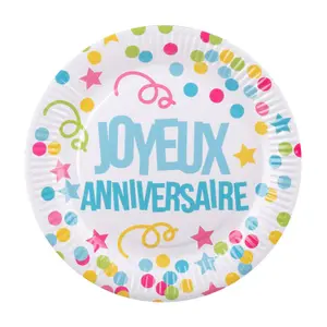 Boland Joyeux Anniversaire Party Plates (Pack of 6) Multicoloured (One Size)